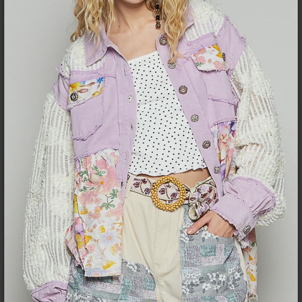 Pol Pink Floral Patchwork Jacket - image 6